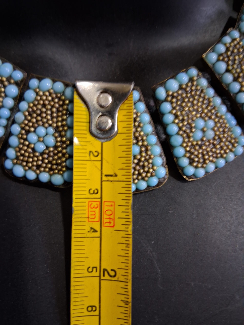 Fashion Jewelry Kashmir Turquoise Gold Statement Beaded Collar Necklace Tribal - Picture 11 of 12